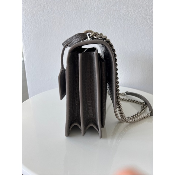 Saint Laurent YSL Grey Croc Medium Leather Sunset Bag - Picture 4 of 9
